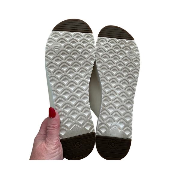 UGG Hanneli Leather Slide Platform Sandals - White Adjustable Straps - SZ 11 - Picture 10 of 10